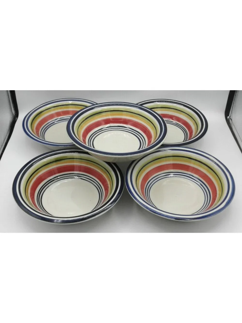 Multi Stripe by Pier 1 Bowl Set of 5 Pattern PERMUS Lot B GLAZE FLAWS